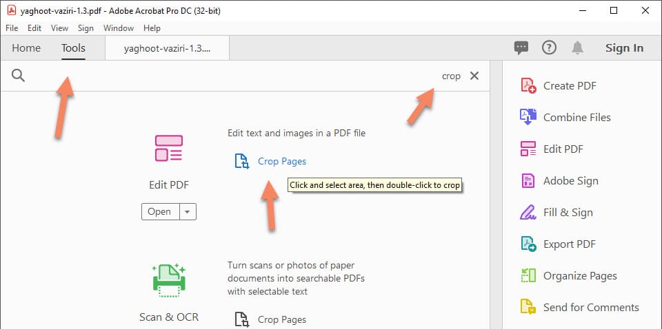 نحوه کراپ کردن در pdf
